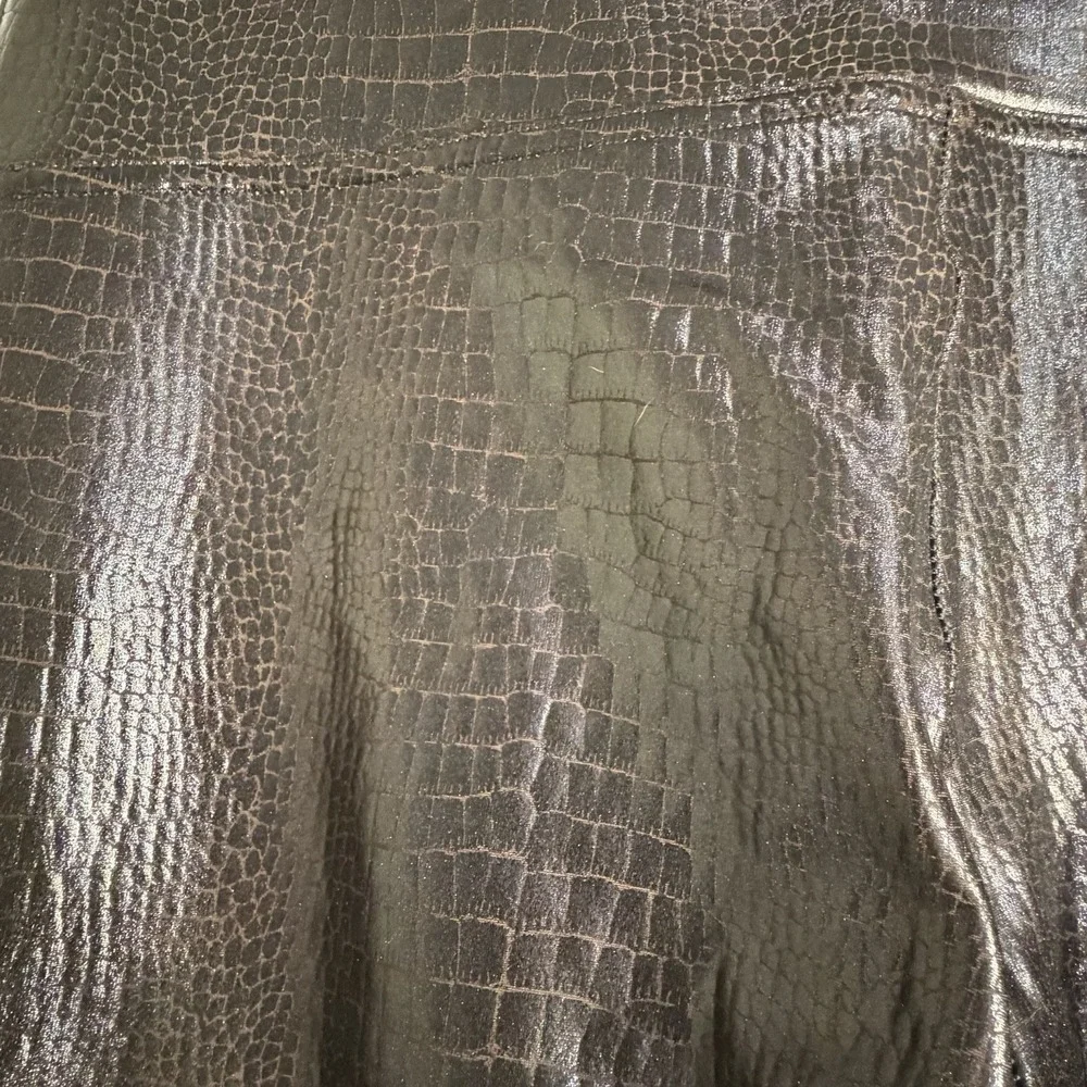 Spanx‎ Womens Brown Faux Leather Croc Shine Leggings XL